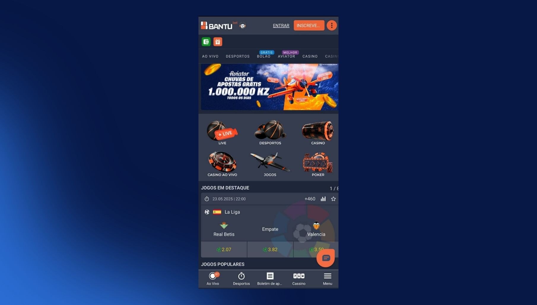 Démarrez le processus de téléchargement de l'application Bantubet Bantubet Angola