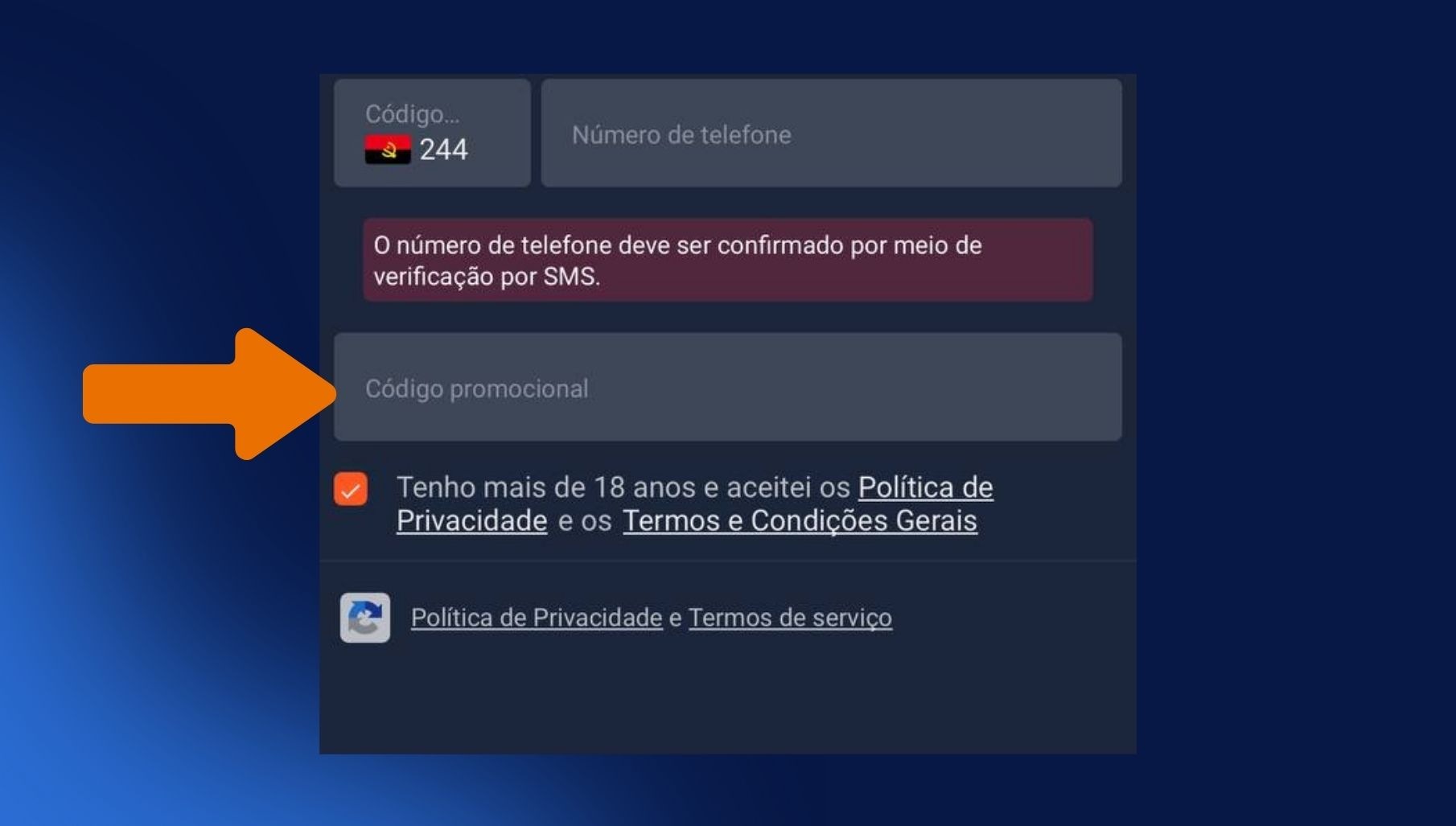 Entrez le code promotionnel Bantubet Angola