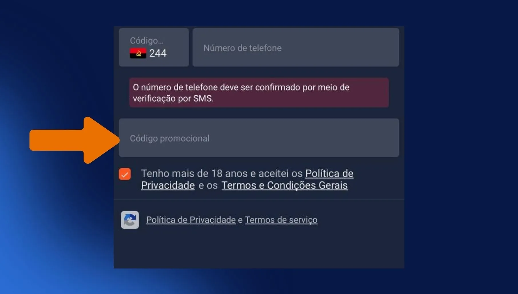 Entrez le code promotionnel Bantubet Angola
